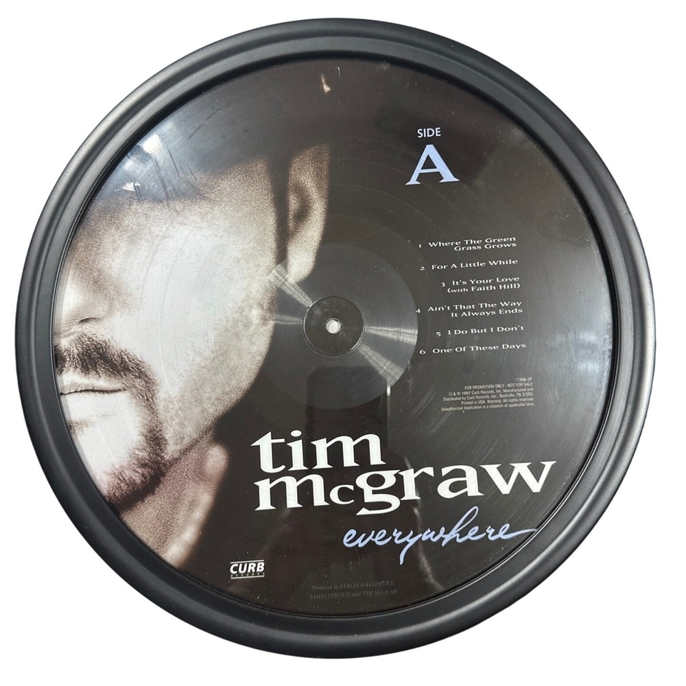 Tim McGraw Everywhere Promotional Record Framed Wall Art‎ Display 1997  Rare
